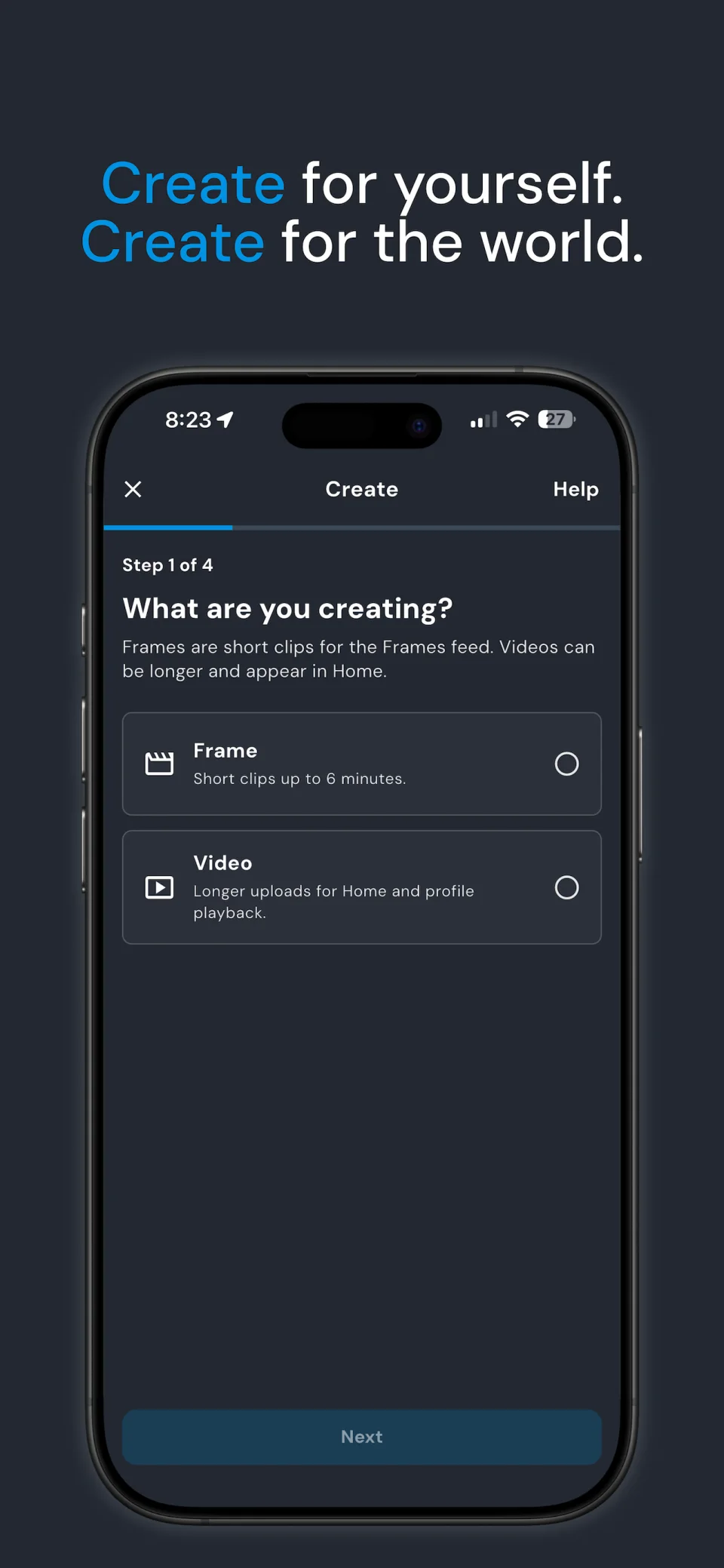 Choosing between a Frame and a longer video in Sonboa on iPhone